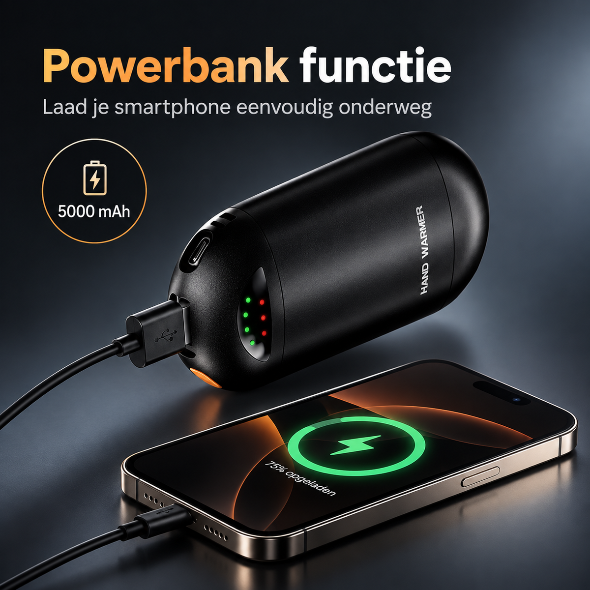 Oplaadbare Zelfverwarmende Handwarmer 5000mAh