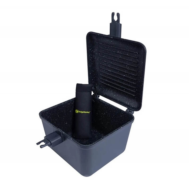 RidgeMonkey - Connect Deep Pan & Griddle Xl Granite Edition - Hengelsport De Goeie Vangst