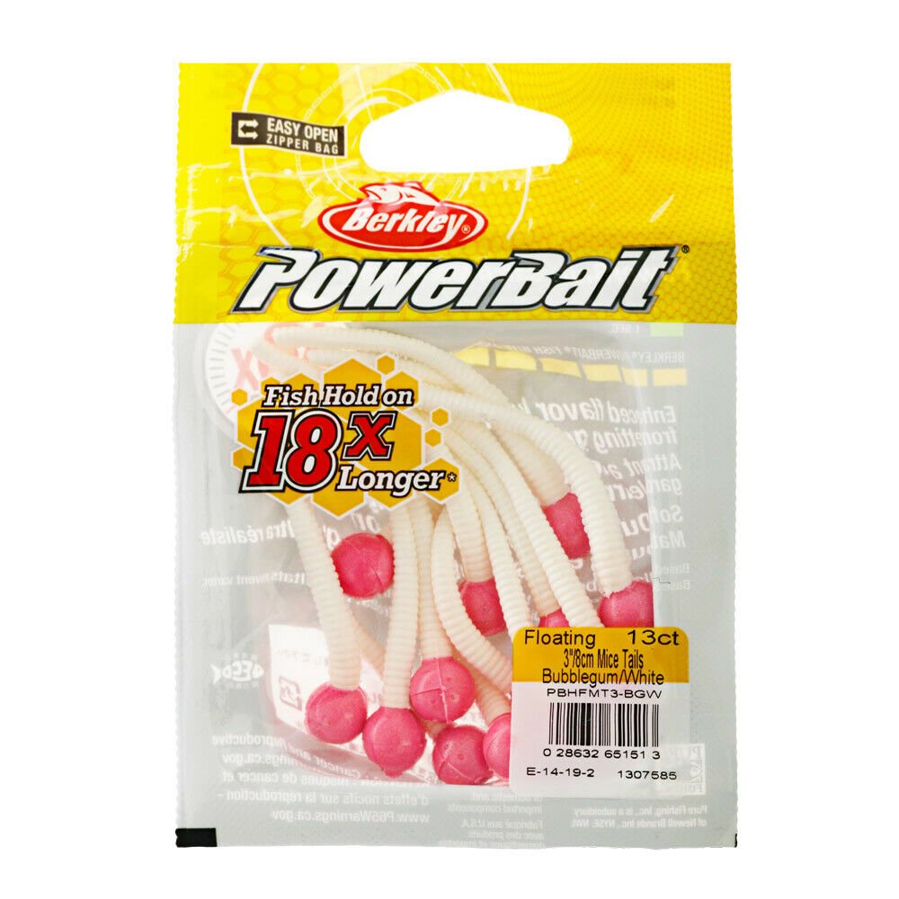Berkley - Powerbait® Floating Mice Tails | Bubblegum White - Hengelsport De Goeie Vangst