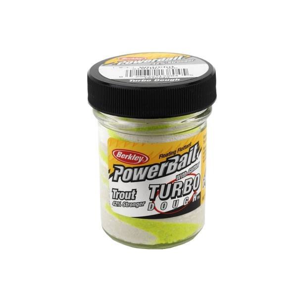 Berkley - Powerbait Glitter Turbo Dough White/ Chartreuse - Hengelsport De Goeie Vangst