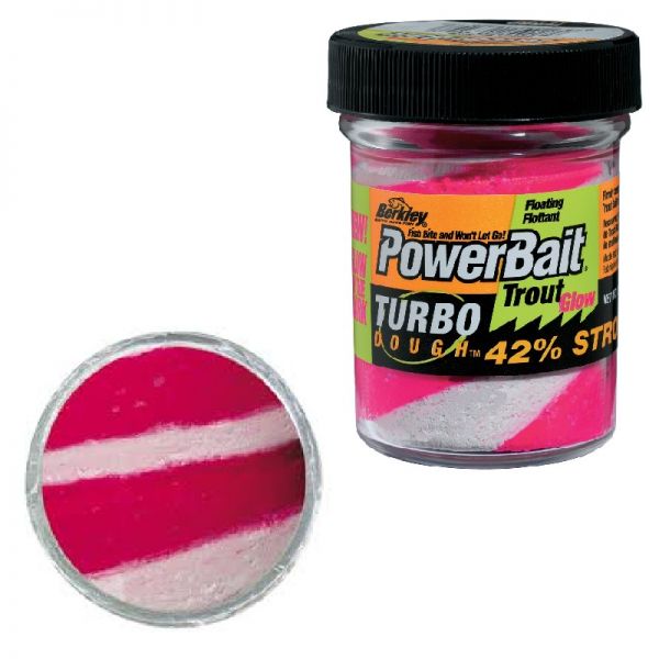 Berkley - Powerbait Glow - in - the - dark Trout Bait Glow Fluo Red - White - Hengelsport De Goeie Vangst