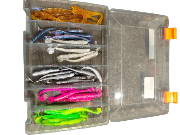 De Goeie Vangst-Tweedehands Shads Assortiment met Tacklebox – Diverse Kleuren - De Goeie Vangst