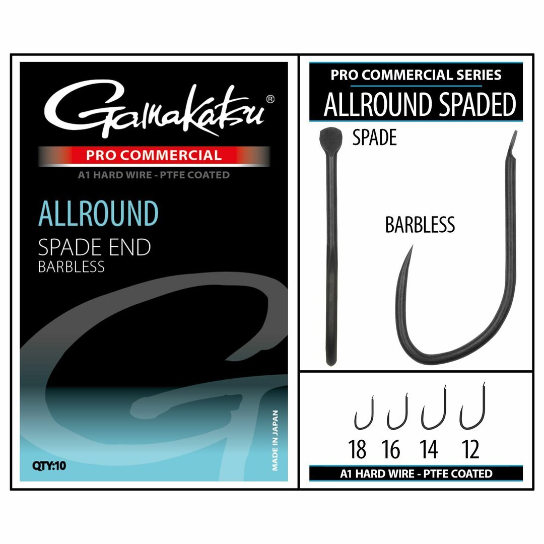 Gamakatsu - Pro - C Allround Spade A1 PTFE Bladed Barbless Haken - Hengelsport De Goeie Vangst