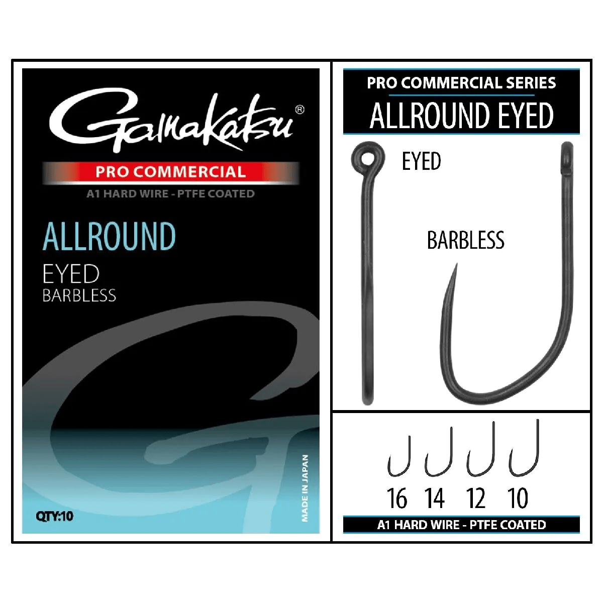 Gamakatsu - Pro Commercial Allround Eyed A1 PTFE Barbless - Hengelsport De Goeie Vangst