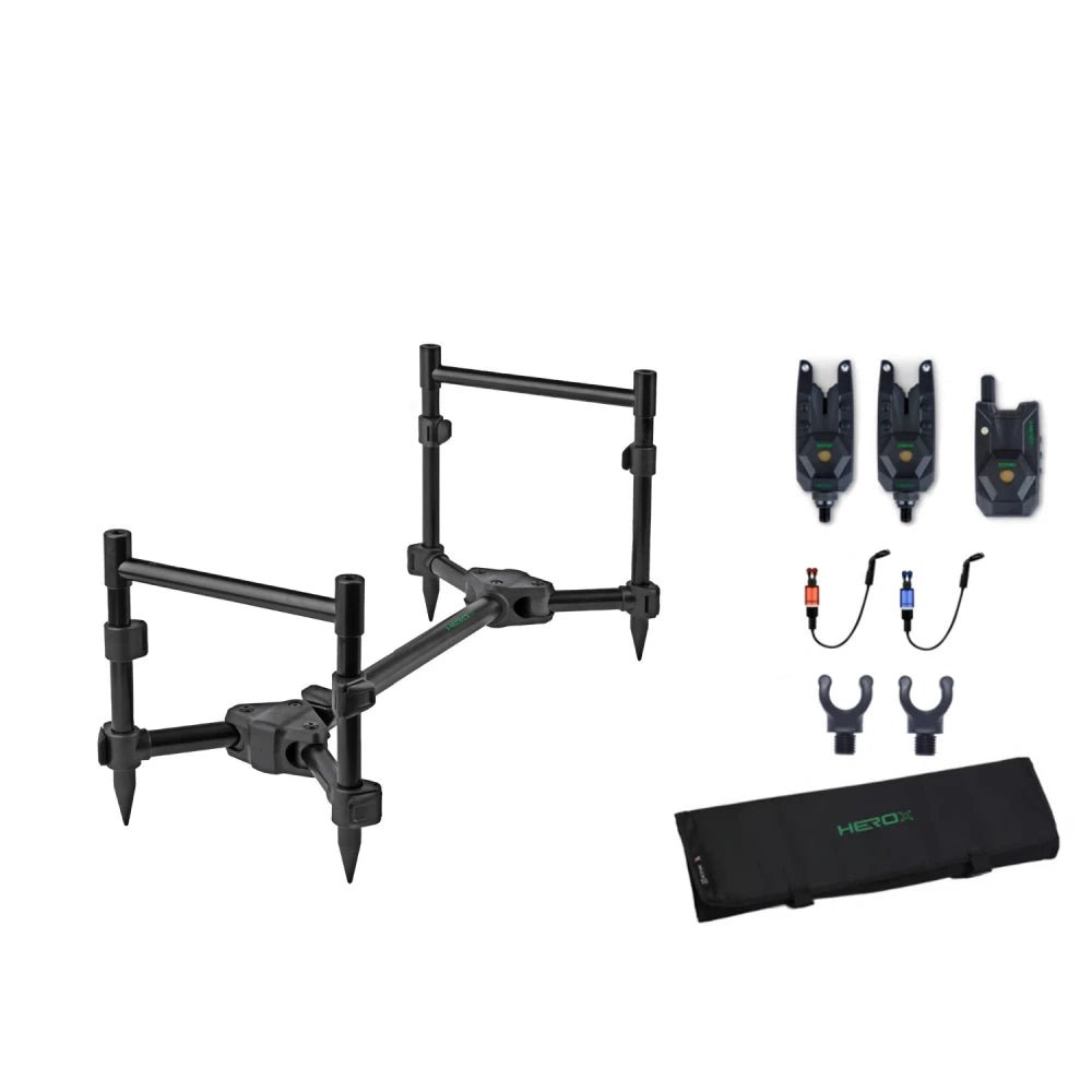 Sonik-HEROX Rod Pod Kit met Beetmelders-2 hengels - De Goeie Vangst