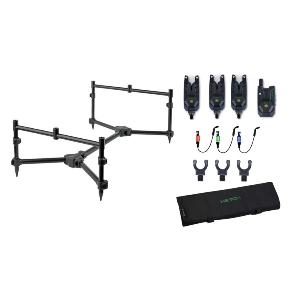 Sonik-HEROX Rod Pod Kit met Beetmelders-3 hengels - De Goeie Vangst