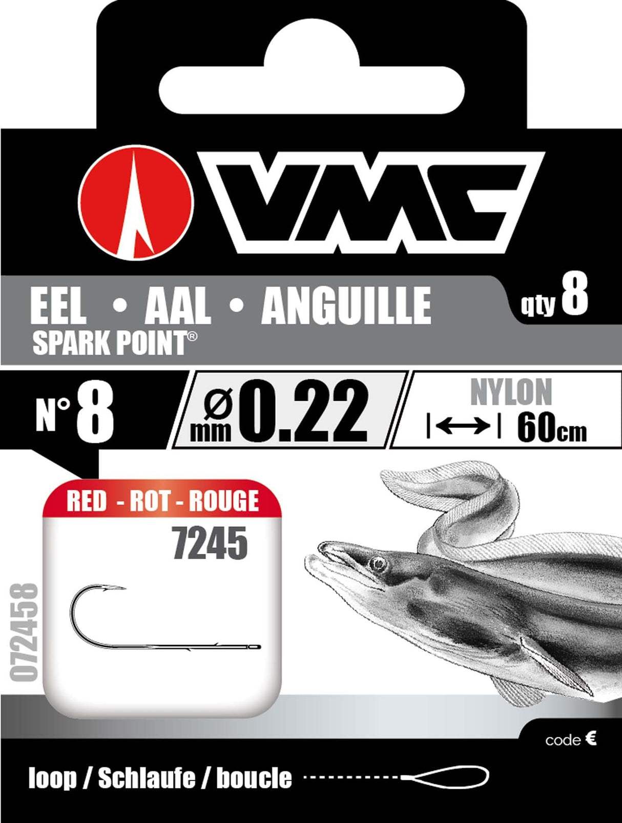 VMC - Paling Spark Point Onderlijnen | 60Cm Nylon - Hengelsport De Goeie Vangst