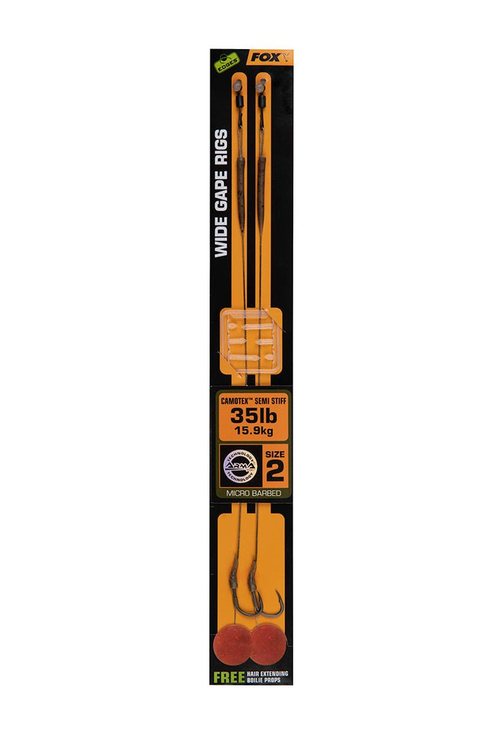 Fox Carp-Edges Wide Gape Rigs Camotex Semi Stiff-2 - De Goeie Vangst