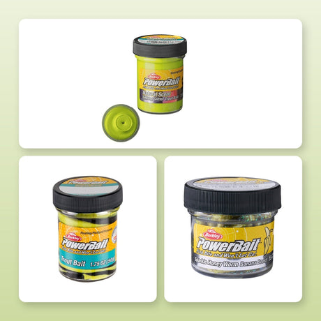 Berkley-PowerBait Forel Aasset – Chartreuse, Bumblebee & Honey Worm - De Goeie Vangst