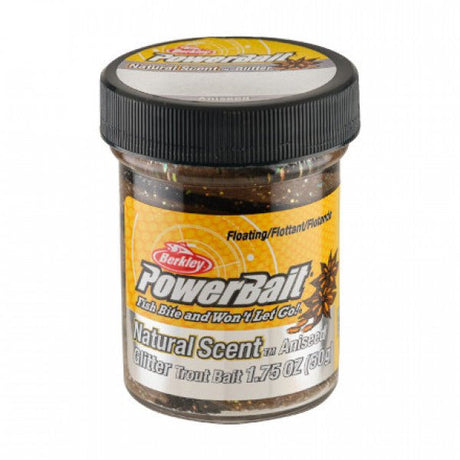 Berkley - Powerbait Natural Glitter Anise Black/brown Twist 50g - Hengelsport De Goeie Vangst