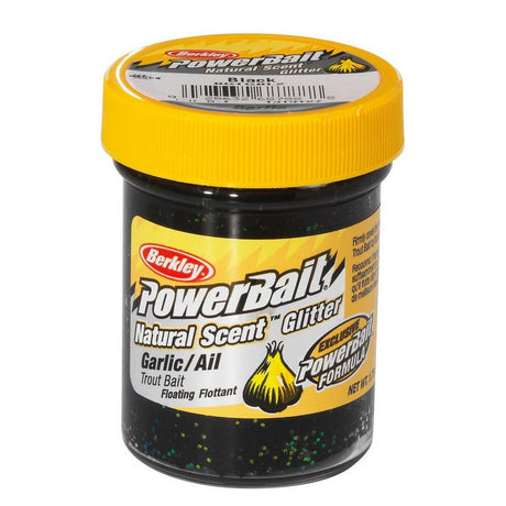 Berkley - Powerbait Natural Glitter Foreldeeg | Garlic Black Glitter - Hengelsport De Goeie Vangst