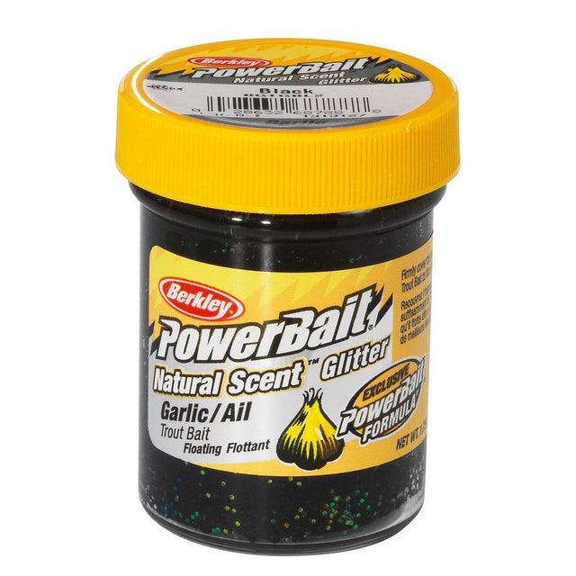 Berkley - Powerbait Natural Glitter Foreldeeg | Garlic Black Glitter - Hengelsport De Goeie Vangst