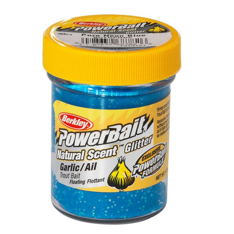 Berkley-Powerbait Natural Glitter Trout Bait | Garlic | Pure Neon Blue - Hengelsport De Goeie Vangst