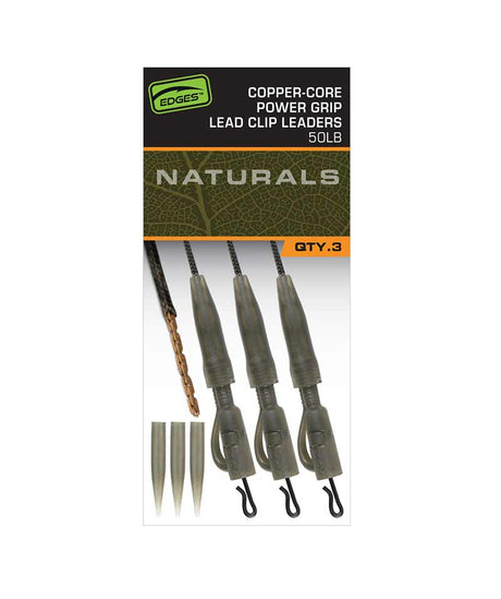 Fox Carp - Edges Naturals Copper - Core Power Grip Lead Clip Leaders - Hengelsport De Goeie Vangst