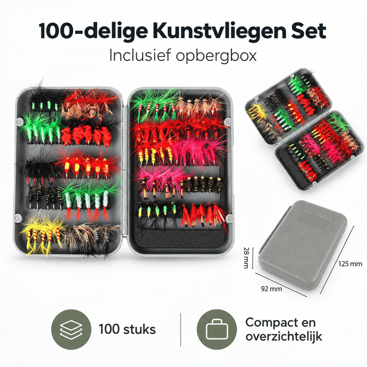 De Goeie Vangst-100-delige Kunstvliegen Set met Opbergbox - De Goeie Vangst