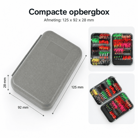 De Goeie Vangst-100-delige Kunstvliegen Set met Opbergbox - De Goeie Vangst