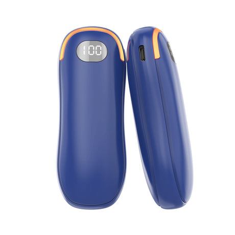 De Goeie Vangst-2-in-1 Elektrische Handwarmer & Powerbank – Dubbelzijdige Verwarming met Digitaal Display-Navy Blauw - De Goeie Vangst