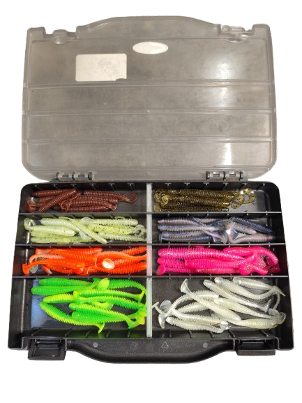 De Goeie Vangst-Tweedehands Shads Assortiment met Tacklebox – Diverse Kleuren - De Goeie Vangst