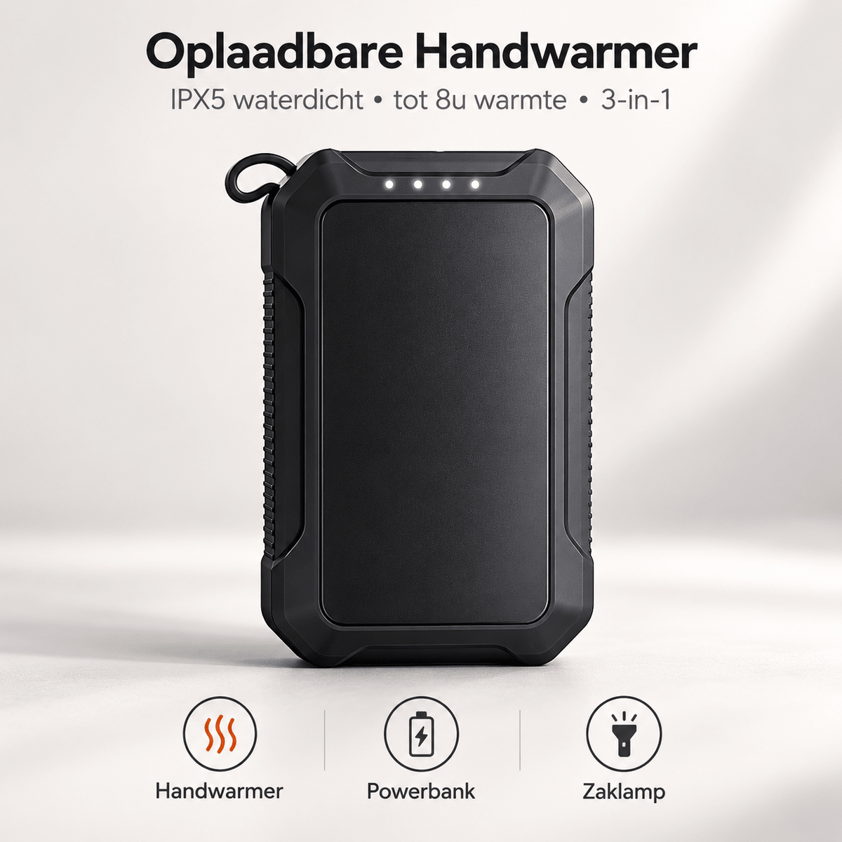 De Goeie Vangst-Waterdichte Oplaadbare Handwarmer 10000mAh-Zwart - De Goeie Vangst