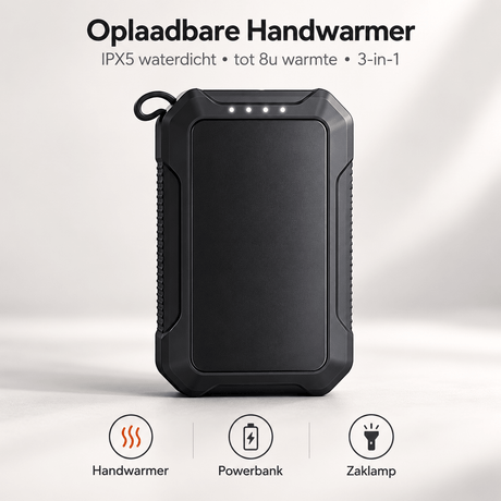 De Goeie Vangst-Waterdichte Oplaadbare Handwarmer 10000mAh-Zwart - De Goeie Vangst
