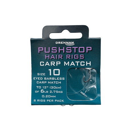 Drennan - Pushstop Hair Rigs Carp Match - Barbless - Hengelsport De Goeie Vangst