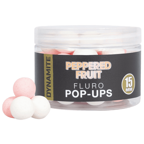 Dynamite Baits-Peppered Fruit Fluro Pop-Ups 15 mm - Hengelsport De Goeie Vangst