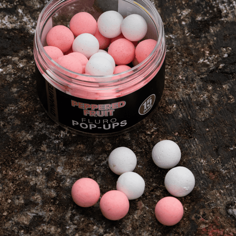 Dynamite Baits-Peppered Fruit Fluro Pop-Ups 15 mm - Hengelsport De Goeie Vangst