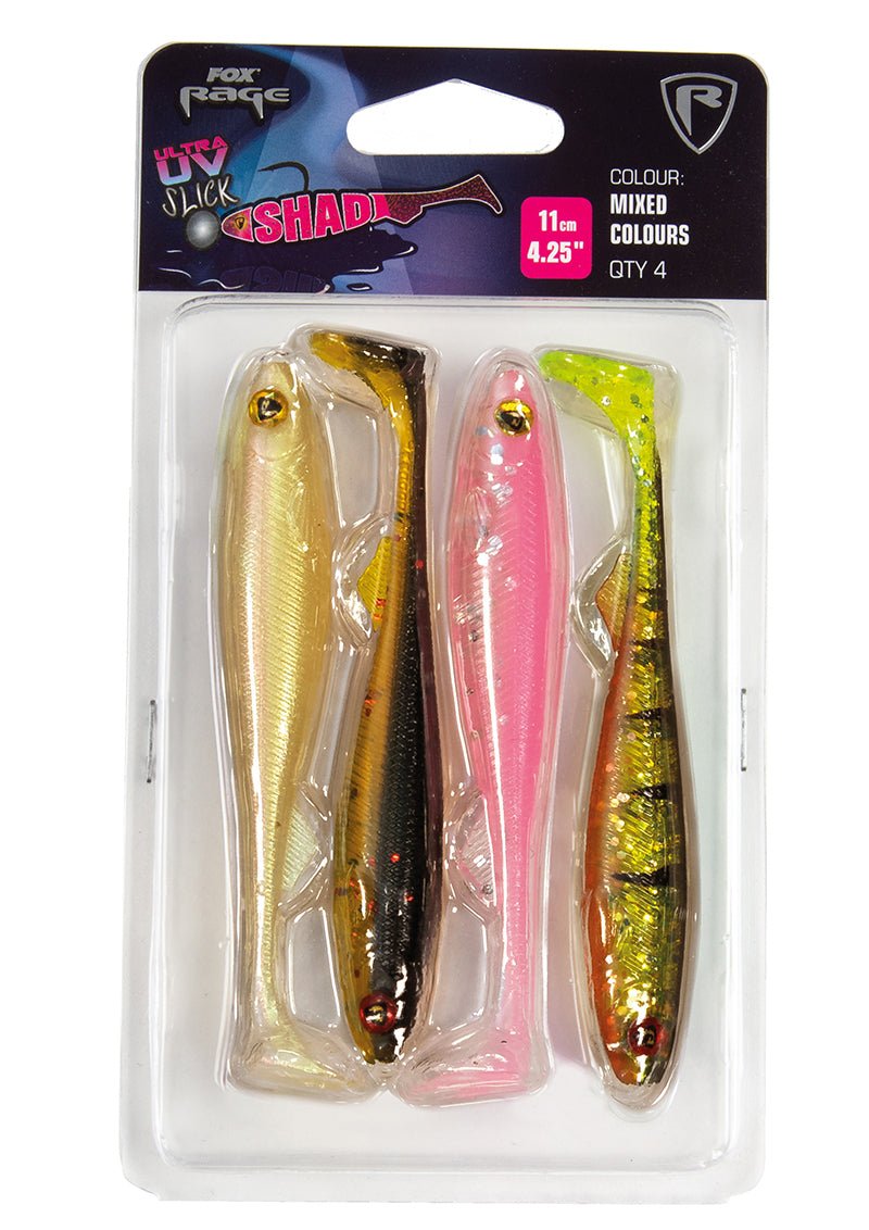 Fox Rage - Slick Shad UV Mixed Colour Pack – 4 Stuks -  - Hengelsport De Goeie Vangst