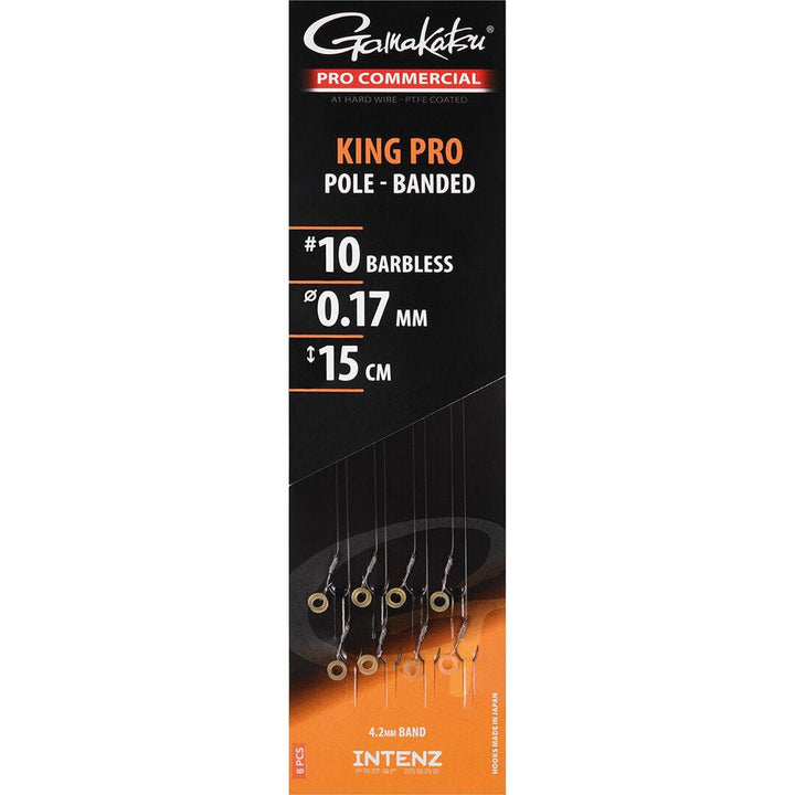 Gamakatsu-King Pro Pole Banded Barbless przypony-H10 0.17mm 15cm - De Goeie Vangst