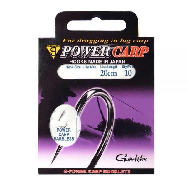 Gamakatsu-Power Carp Barbless czarny-H10 0.20mm 20cm - De Goeie Vangst
