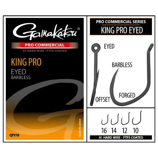 Gamakatsu - Pro Commercial King Pro Eyed A1 PTFE Barbless - Hengelsport De Goeie Vangst