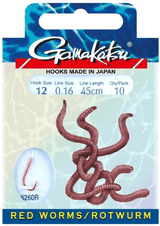 Gamakatsu-Red Worm 5260R-H10 0.18mm 75cm - Hengelsport De Goeie Vangst