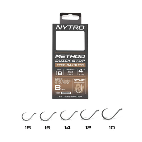 Nytro - NTO - B2 Barbless Method Quick - Stop Ready Tied Rigs – 10 cm - 22300021 - Hengelsport De Goeie Vangst