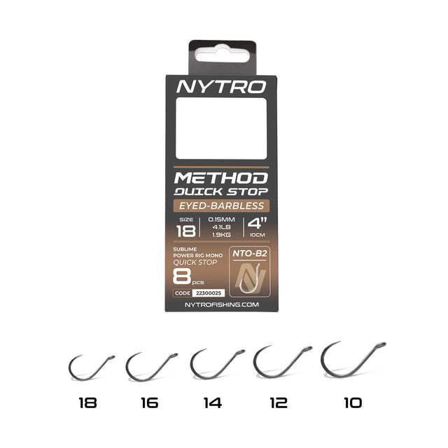 Nytro - NTO - B2 Barbless Method Quick - Stop Ready Tied Rigs – 10 cm - 22300021 - Hengelsport De Goeie Vangst