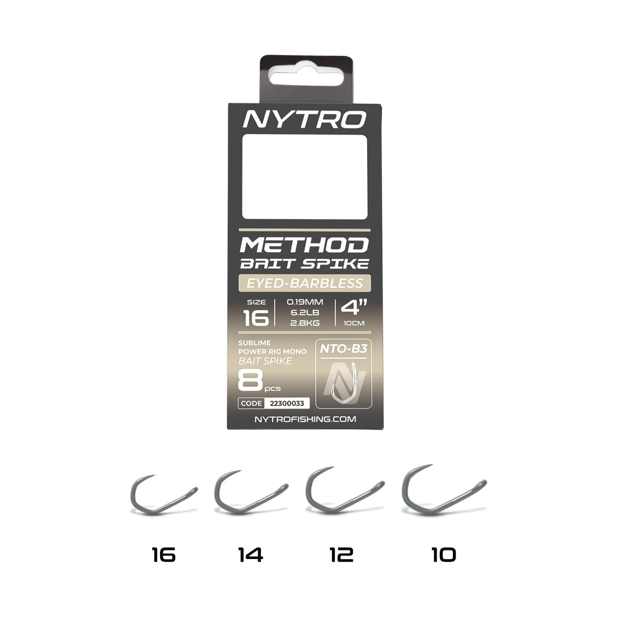 Nytro - NTO - B3 Barbless Method Bait Spike Ready Tied Rigs – 10 cm - 22300030 - Hengelsport De Goeie Vangst