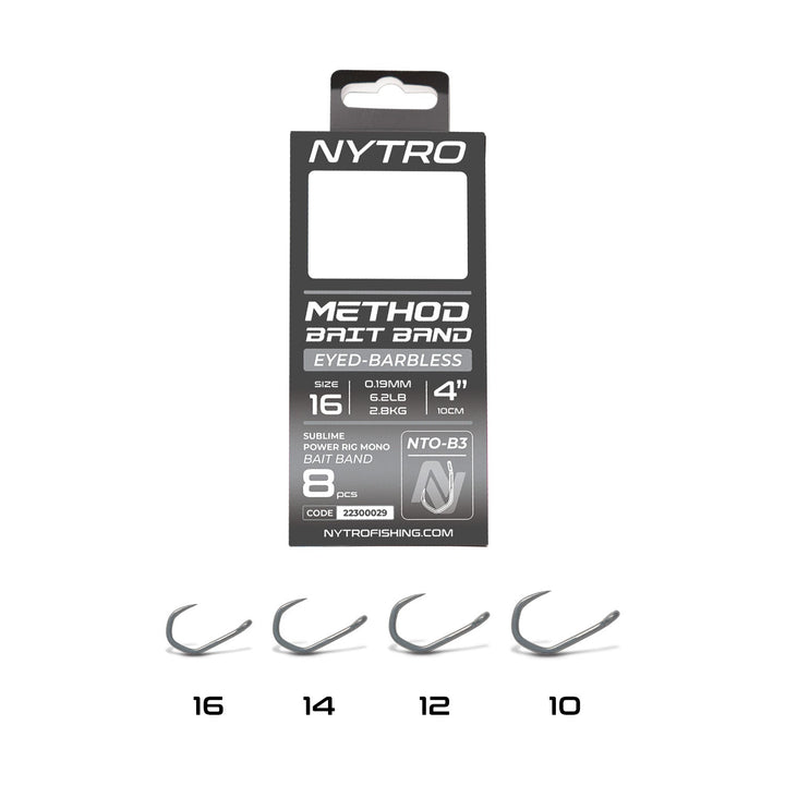 Nytro-NTO-B3 Barbless Method Latex Bait Band Rigs – 10 cm-10 – 0.25mm - 12lb - De Goeie Vangst