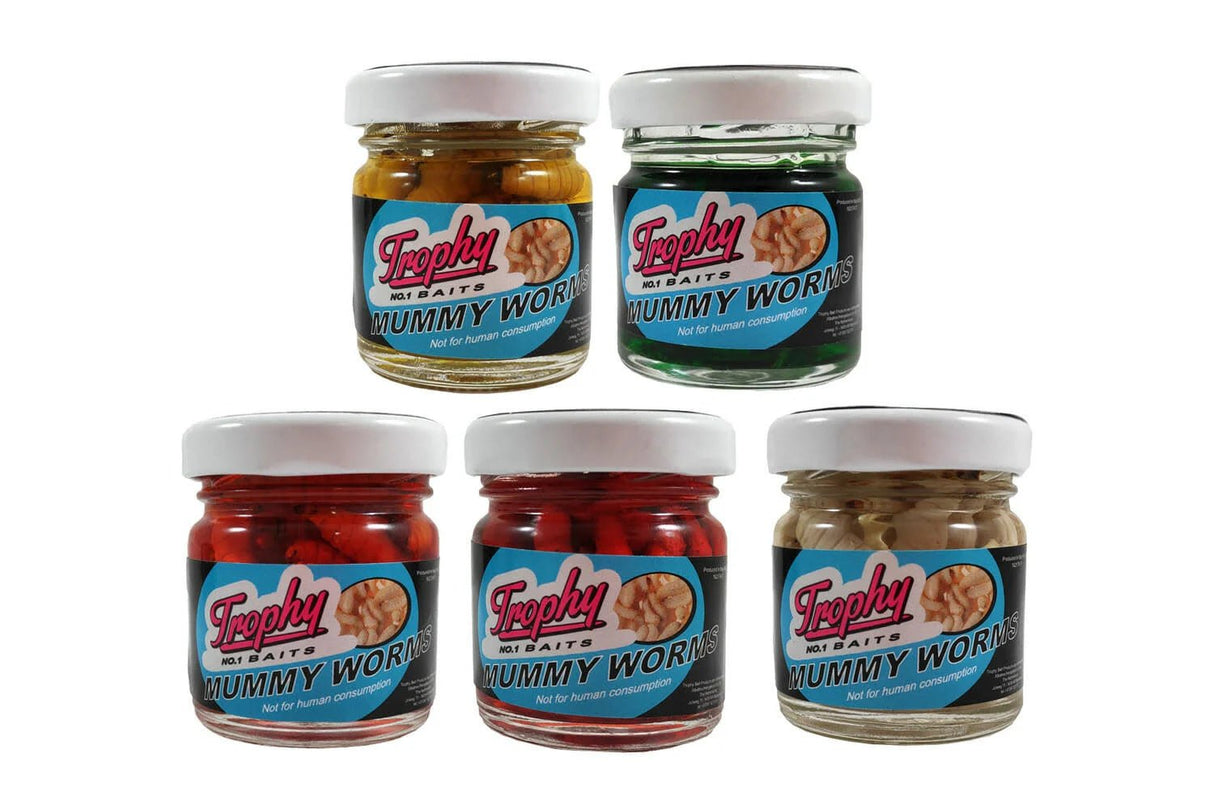 Trophy - Mummy Worms Bewaarde Wasmotten | 25 Stuks - Hengelsport De Goeie Vangst