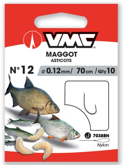 VMC-7038 BN Maggot przypony-H10 0.14mm - De Goeie Vangst