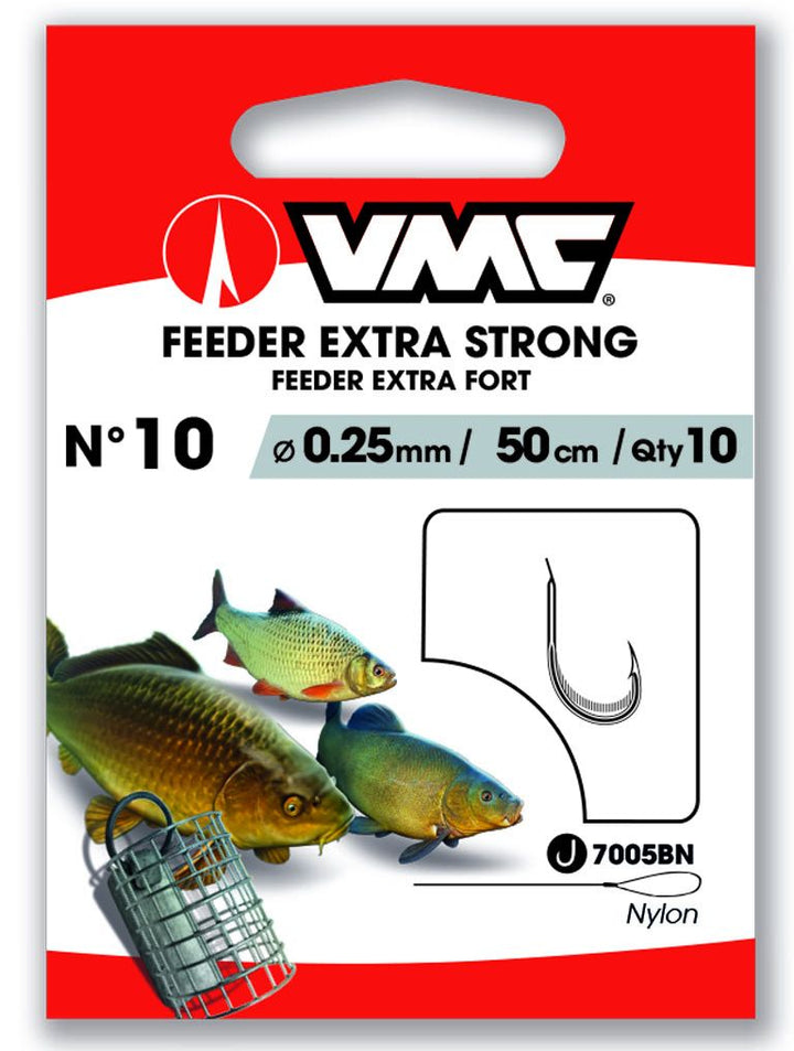 VMC-Feeder Extra Stong Gemonteerde przypony-H10 0.25mm 50cm - De Goeie Vangst
