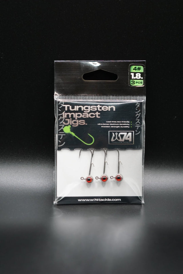 W74 Tungsten Tackle - Tungsten Impact Vision Jigs with Red Eyes (3 pcs) - Hengelsport De Goeie Vangst