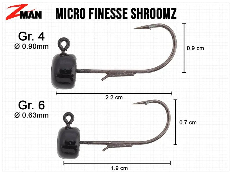 Z-Man-Micro Finesse ShroomZ Jigkoppen-Zwart-0.9g - 6-De Goeie Vangst
